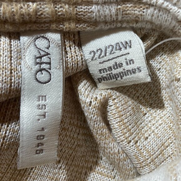 Cato NWT SZ 2X 3X Muted Camel & White longer top cable knit soft stretchy comfy - Picture 7 of 10
